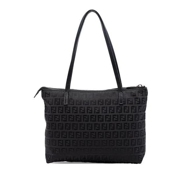 Black Fendi Zucchino Canvas Tote in Black Canvas from Designer Revival