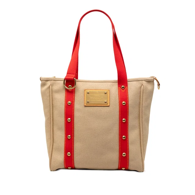 Beige Louis Vuitton Antigua Cabas MM Tote Bag in Beige Canvas from Designer Revival