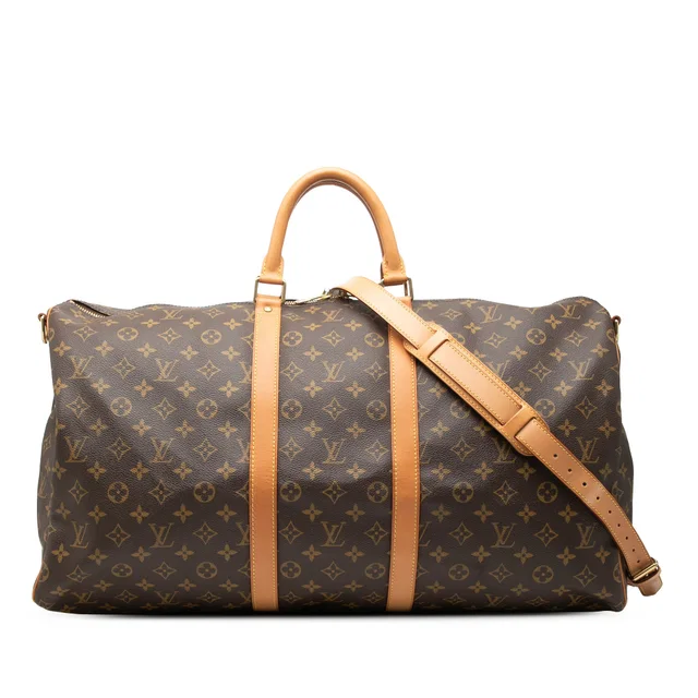Brown Louis Vuitton Monogram Keepall Bandouliere 55 Travel Bag in Brown Coated canvas from Designer Revival