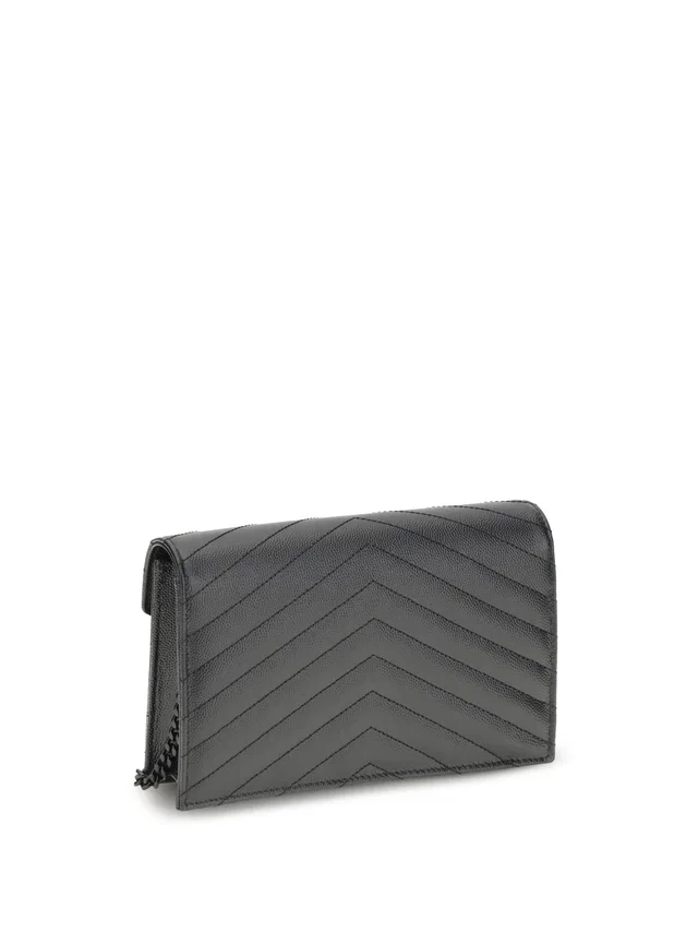 Saint Laurent Cassandre Shoulder Bag — Black Calf Leather in Black Calfskin from HEWI