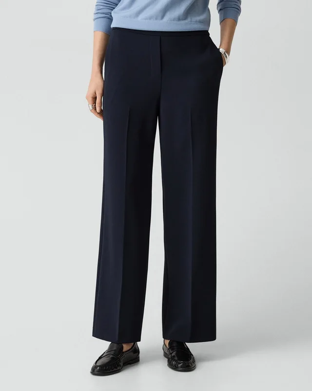 Theory Wide-Leg Pull-On Pant in Admiral Crepe, photo 5 of 6 from Theory