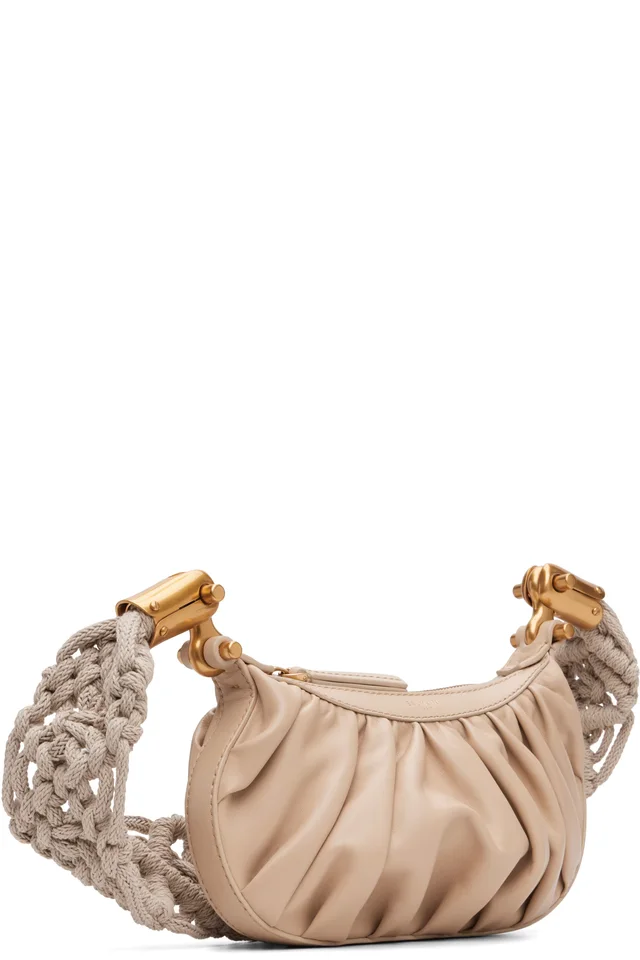 BALMAIN Beige Ebene Mini Strap Calfskin Bag, photo 2 of 4 from SSENSE