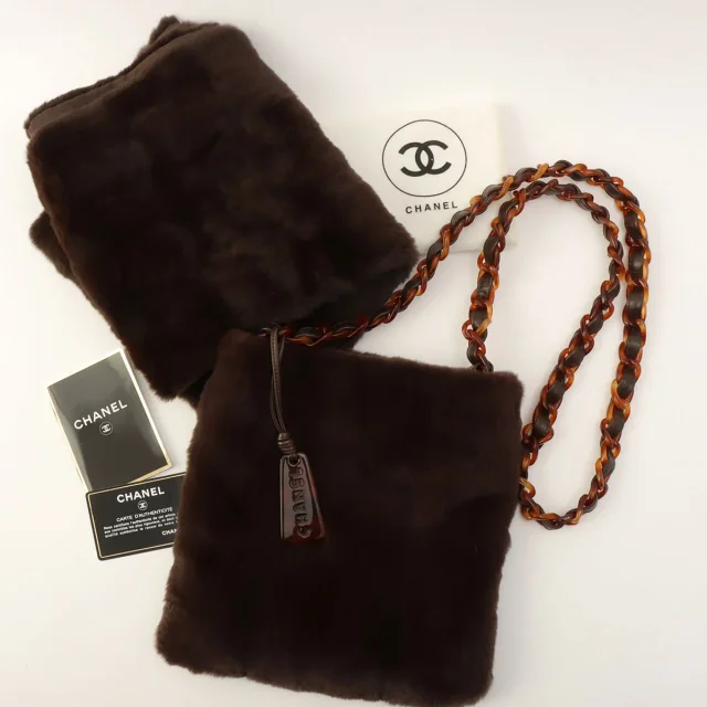 Chanel Around 1998, Lapin Farve brown marble pattern shoulder bag, dark brown from VINTAGE QOO TOKYO, photo 12 of 14