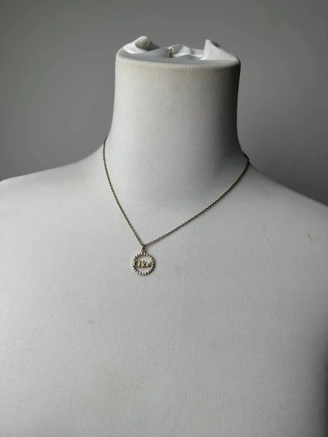 Chloé Vintage Logo Pendant Necklace Gold-Tone Metal in multicolor from Grailed