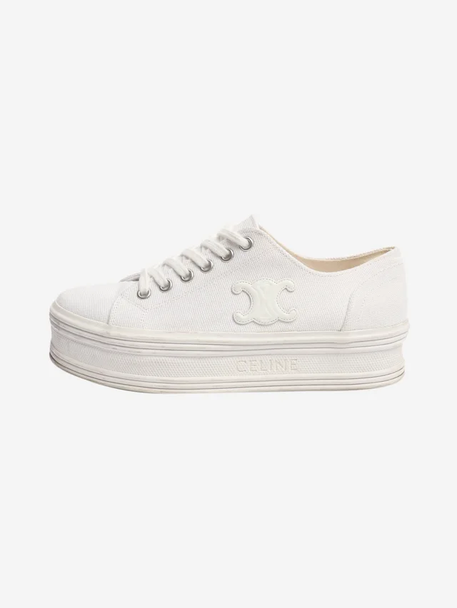 Celine White Jane low-top canvas sneakers - size EU 35 in White Canvas from Sign of the Times