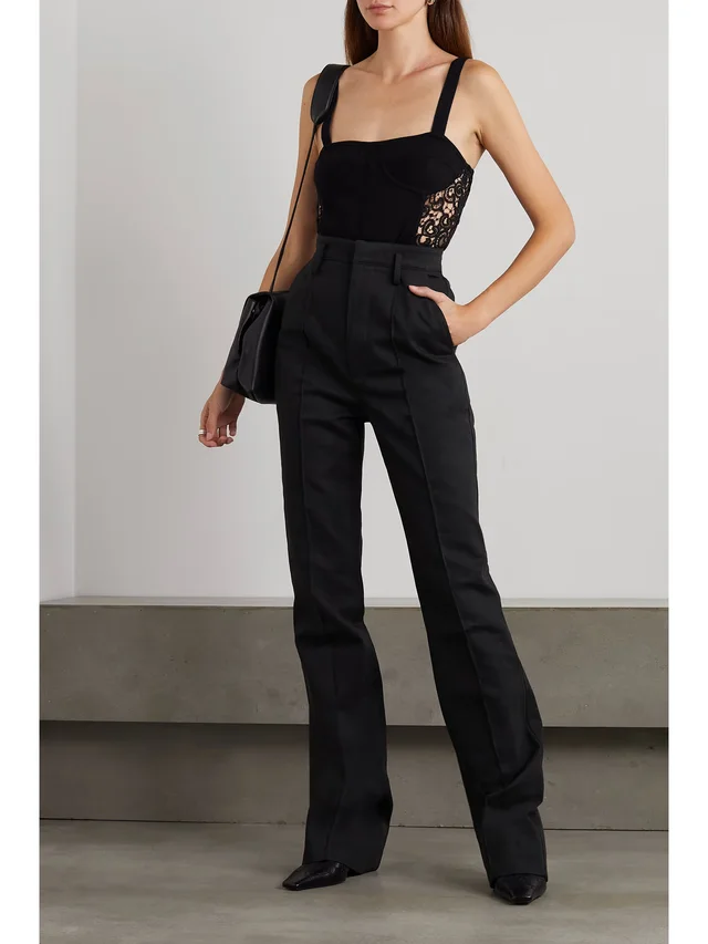 GABRIELA HEARST Glass guipure lace-trimmed wool and silk-blend bodysuit in Black, photo 2 of 2 from NET-A-PORTER (Canada)