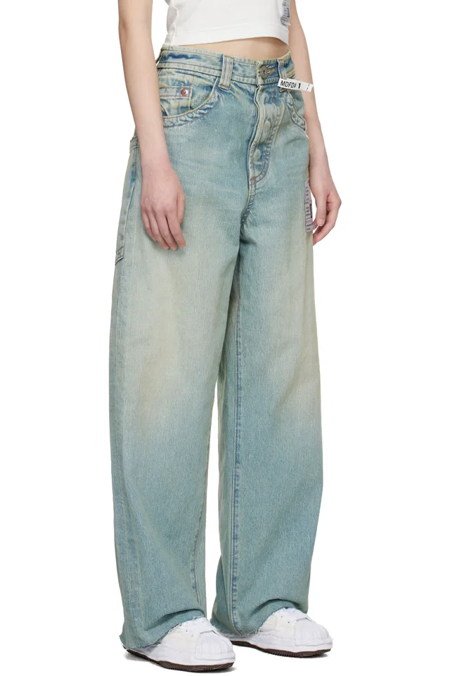 Maison MIHARA YASUHIRO Blue Amateur Sewn Like Wide Jeans, photo 2 of 4 from SSENSE
