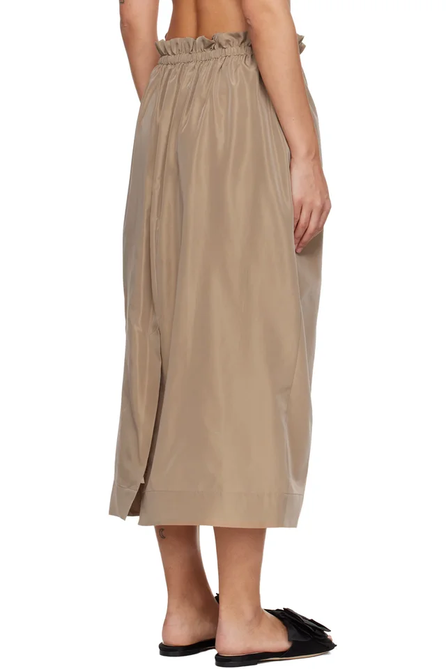 Simone Rocha Tan Gathered Waist Tulip Midi Skirt, photo 3 of 4 from SSENSE
