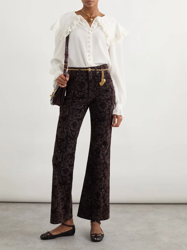 CHLOÉ Printed high-rise flared jeans in Brown, photo 2 of 2 from NET-A-PORTER (Canada)