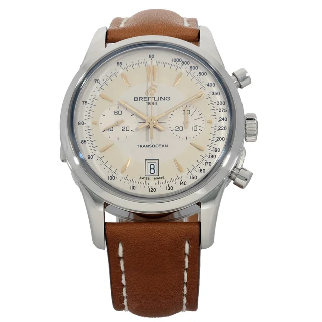Breitling Transocean AB0154 43mm Stainless Steel Watch in Leather from H&T