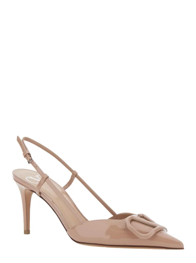 VALENTINO GARAVANI pink Pumps with VLogo on the front in patent leather for women in Beige, photo 3 of 8 from Gaudenzi Boutique
