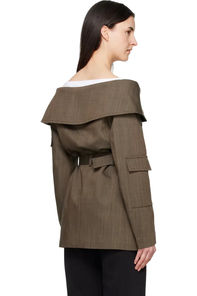 GANNI Brown Wool Blazer, photo 3 of 4 from SSENSE