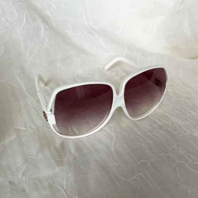 Balenciaga Women's Oversized Sunglasses - White/Cream in white from Depop, photo 2 of 9