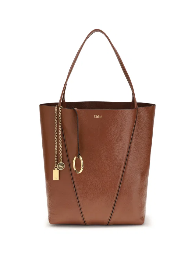 Chloé Spin Shoulder Bag — Brown Calf Leather Bos Taurus in Brown Calfskin from HEWI