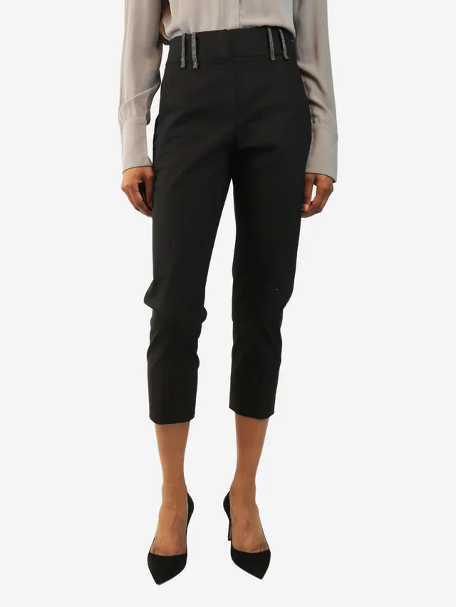 Brunello Cucinelli Black cropped trousers - size UK 6 in Black from Sign of the Times