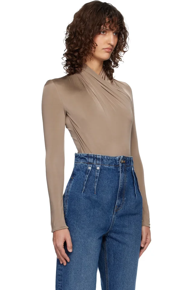 Mugler Brown Scarf Bodysuit, photo 2 of 5 from SSENSE