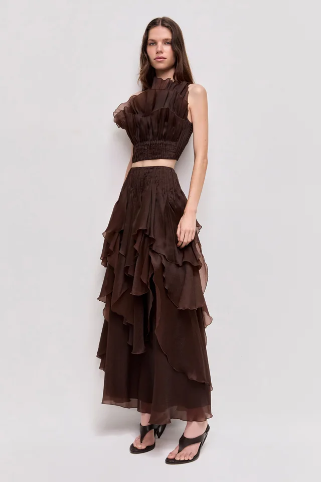 AJE Leigh Maxi Skirt in Brown from Aje, photo 1 of 1