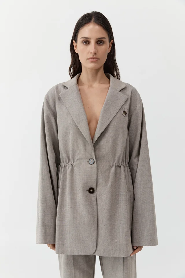 St Agni Drawstring Waist Blazer - Pebble Melange from St. Agni, photo 1 of 1