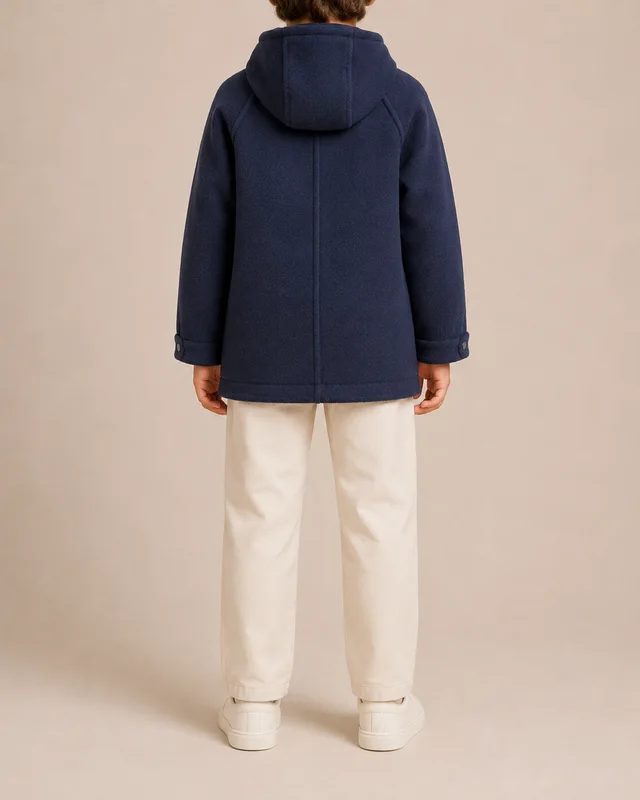 Brunello Cucinelli Kids Navy Cashmere Coat with Hood and Pocket Details Size 8 years in Navy Cashmere from Sellier, photo 2 of 2