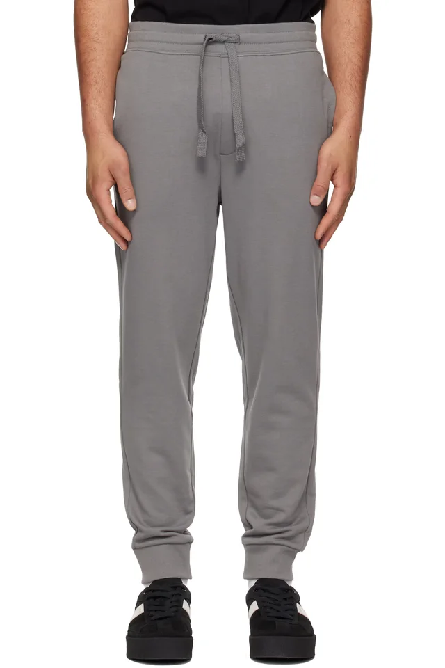Hugo Gray Cuffed Cotton Terry Logo-Print Sweatpants, image 1 of 1 from SSENSE