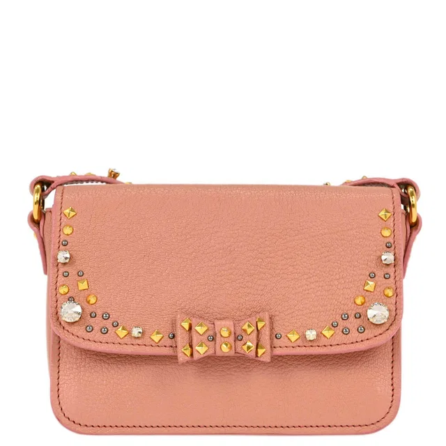 Miu Miu Pink Goatskin Studded Shoulder Bag in Pink Goatskin from AMORE Vintage Tokyo