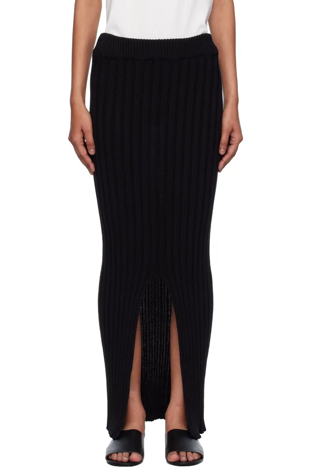Baserange Black Macau Midi Skirt, image 1 of 1 from SSENSE