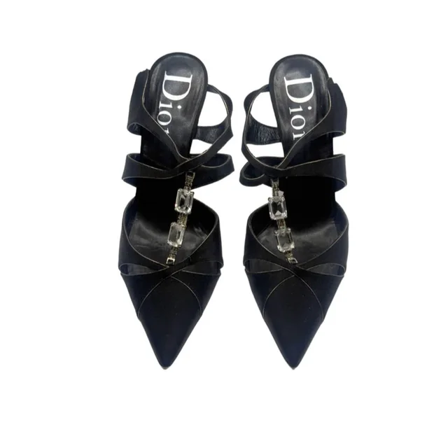 Dior Gem Heels, It 38 in silver|black|gray Satin from Poshmark