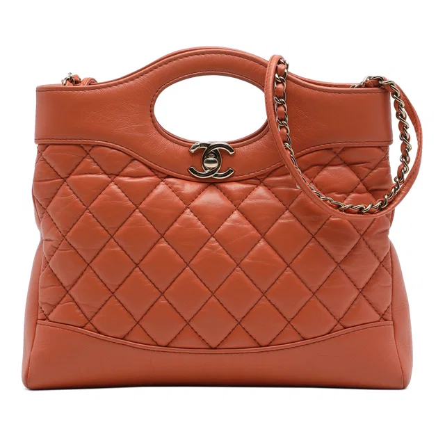 Orange Chanel Mini Shiny Crumpled Calfskin 31 Shopping Bag Satchel in Orange Calfskin from Designer Revival
