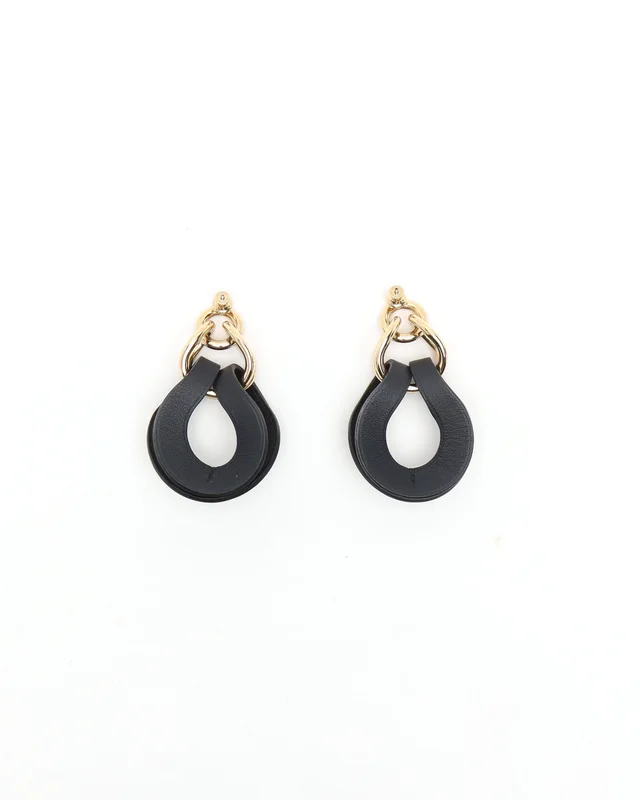 Hermès Virevolte Earrings, Large Model in Leather from A Retro Tale, photo 3 of 4