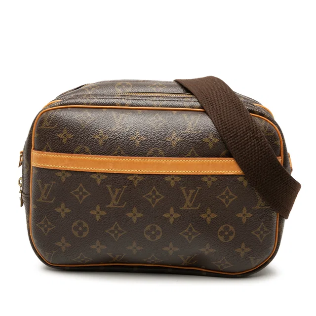 Brown Louis Vuitton Monogram Reporter PM Crossbody Bag in Brown Coated canvas from Designer Revival
