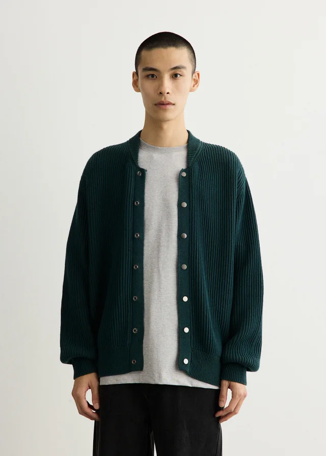 Incu Collection College Rib Knit Cardigan in Green from Incu, photo 1 of 1