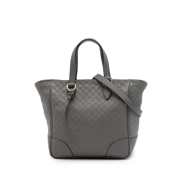 Gray Gucci Small Microguccissima Bree Satchel in Grey Leather from Designer Revival