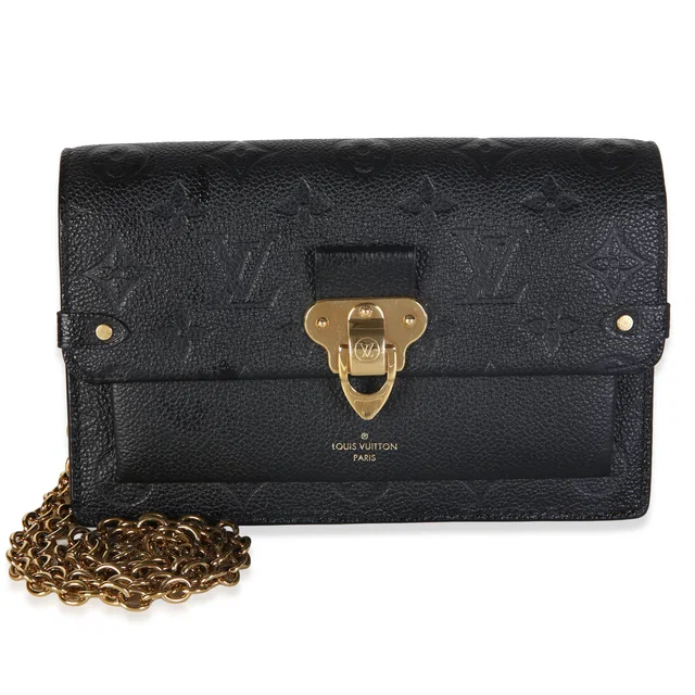 Louis Vuitton Black Monogram Empreinte Vavin Chain Wallet in Black Coated canvas from myGemma