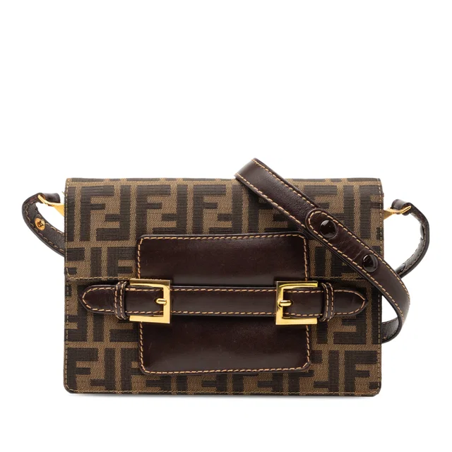 Brown Fendi Zucca Canvas Shoulder Bag in Brown Canvas from Designer Revival