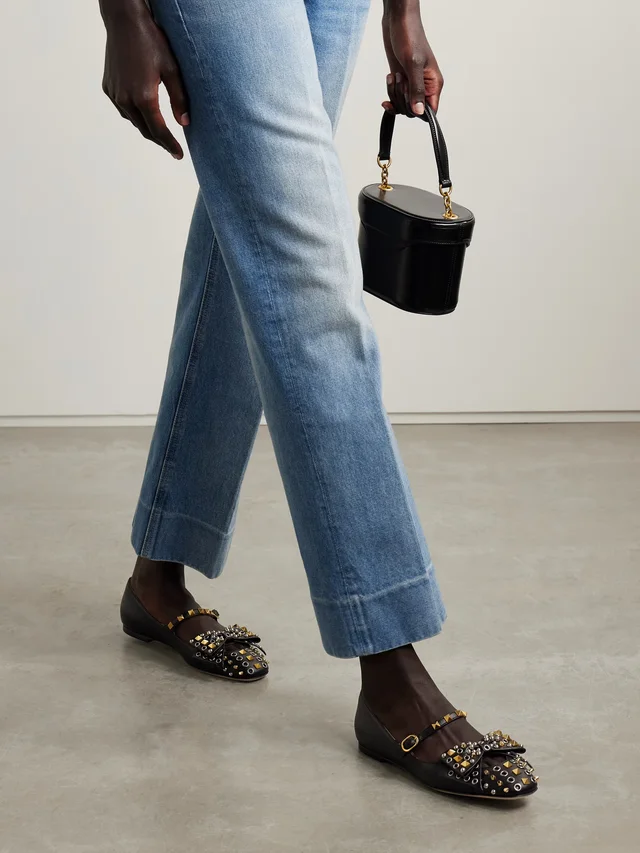 VALENTINO GARAVANI Bowow embellished leather Mary Jane ballet flats in Black, photo 2 of 2 from NET-A-PORTER (Canada)