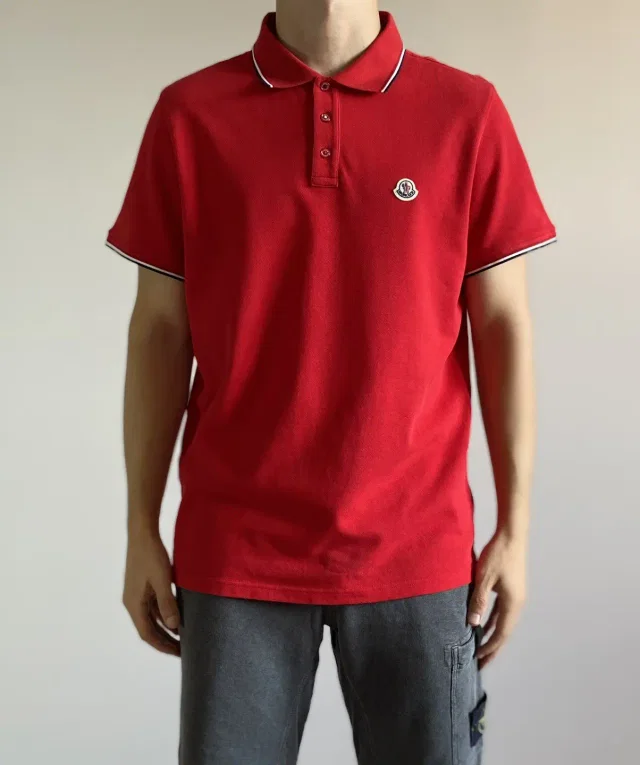 Moncler Maglia Polo Manica Corta Shirt Red, Men's (Size Large) in red from Grailed
