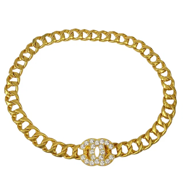 Chanel 1995 Spring Gold & Rhinestones CC Chain Belt in Gold from AMORE Vintage Tokyo