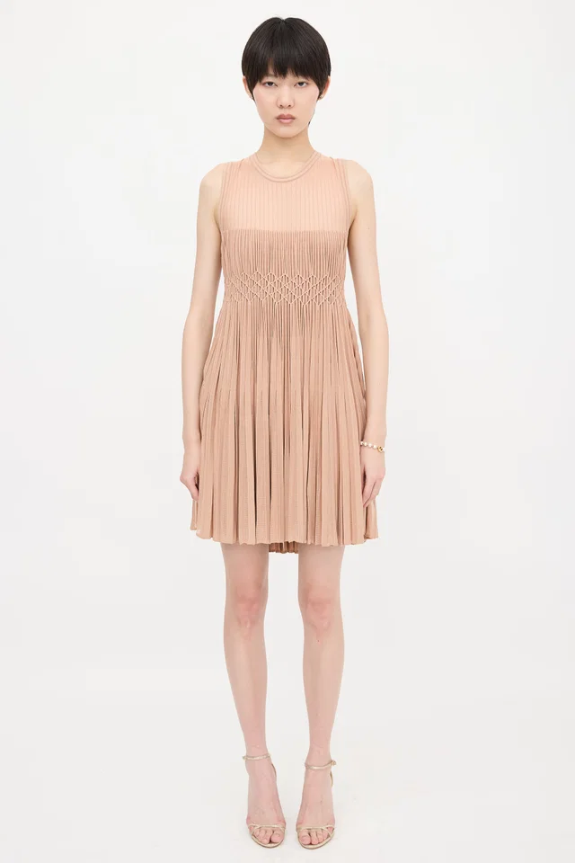 Alaïa Knit Smocked Mini Dress in Silk from VSP Consignment