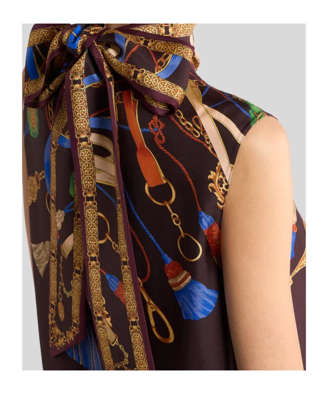 Etro long silk dress with see-through skirt and placed print, photo 4 of 4 from SENSER