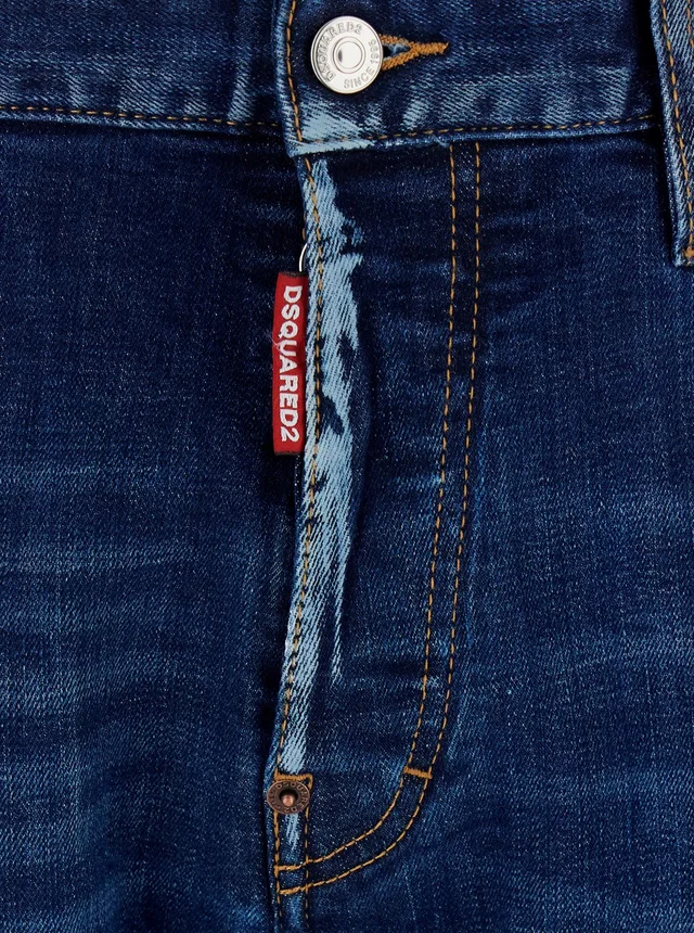 Dsquared2 '643' Blue Jeans with Ripped Details All-Over and Logo Patch on the Back in Denim Men in Blue 100% Cotton, photo 6 of 6 from Gaudenzi Boutique
