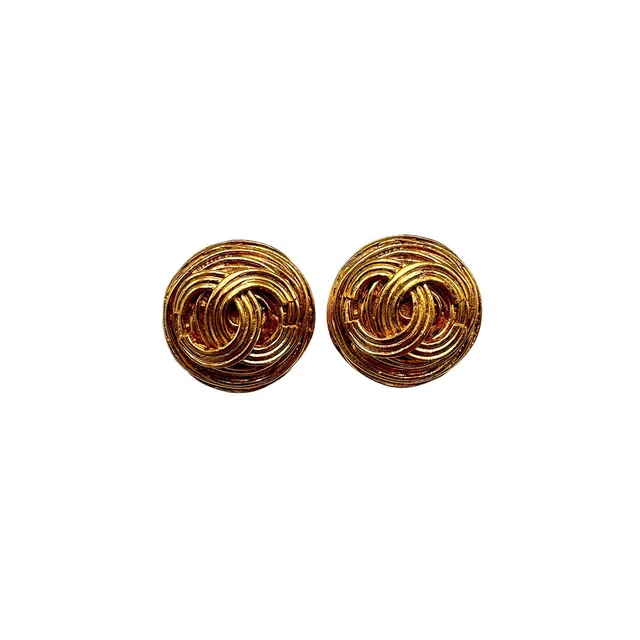 Chanel Vintage Earrings Cocomark Gold Accessory 94A in Gold from Luxury Promise