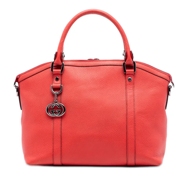Red Gucci Leather GG Charm Dome Satchel in Red Leather from Designer Revival, photo 1 of 1