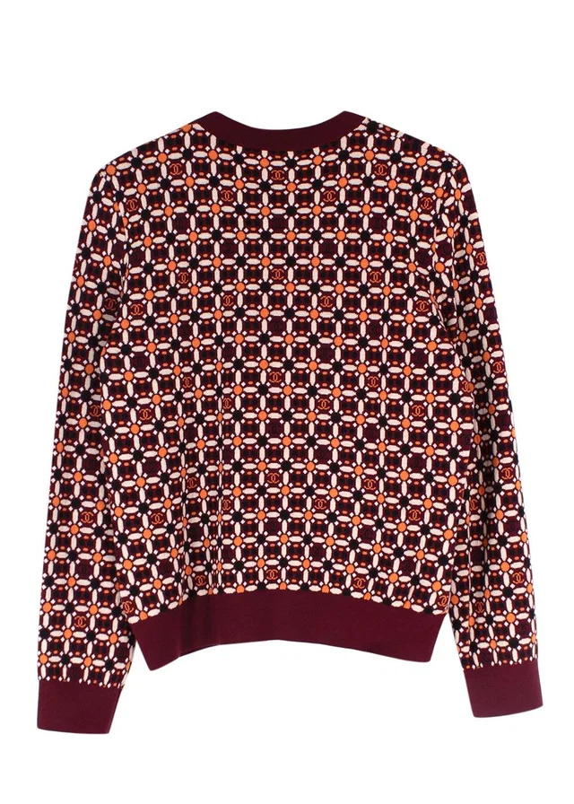 Chanel Burgundy/Orange Floral CC Jumper in Burgundy from HEWI