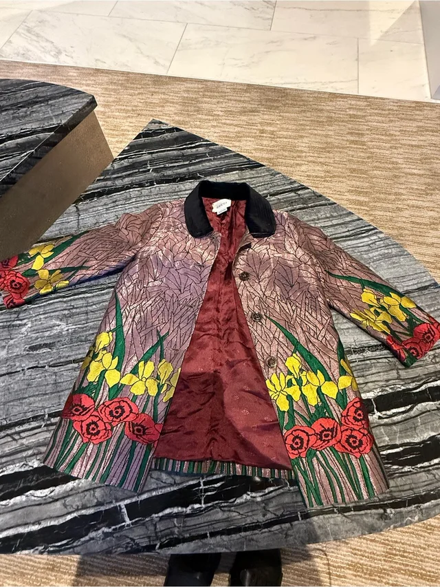 Gucci Kids Embroidered Floral Trench Coat In Mauve With Yellow & Red Motifs in yellow|pink from Poshmark