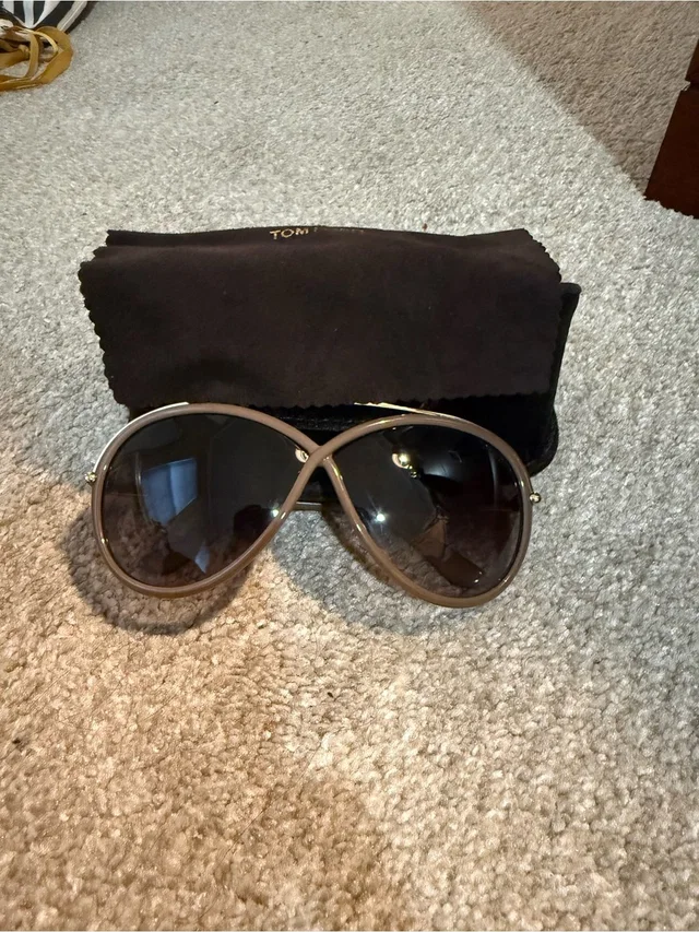 Tom Ford Oversized Brown Gradient Women's Sunglasses With Gold Accents in red|brown|neutral from Poshmark