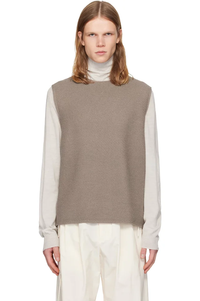 Taupe Rustic Knit Vest, image 1 of 1 from SSENSE