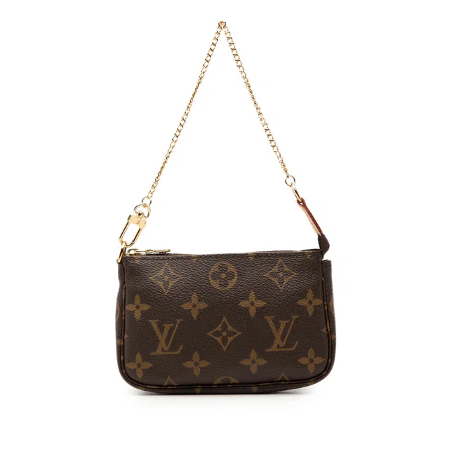 Brown Louis Vuitton Monogram Mini Pochette Accessoires Handbag in Brown Coated canvas from Designer Revival