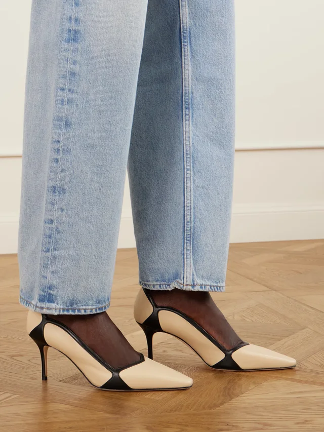 MANOLO BLAHNIK Ruvian 70 leather pumps in Beige, photo 2 of 2 from NET-A-PORTER (Canada)