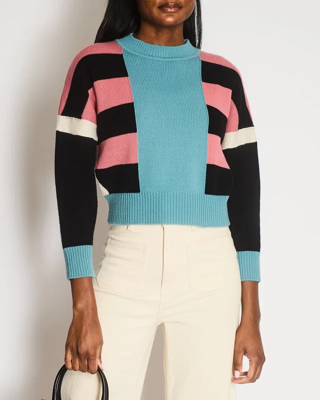 Hermès Fall 2024 Blue, Black and Pink Cashmere Striped Jumper Size FR 38 (UK 10) in Black Cashmere from Sellier