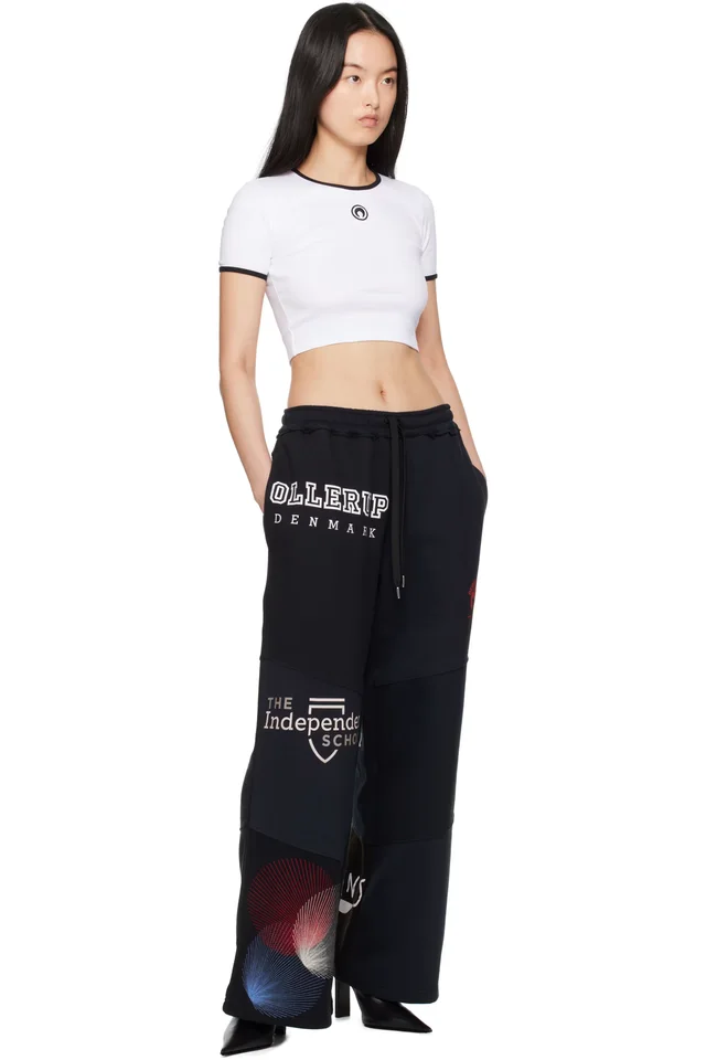 Marine Serre White Moon Logo Jersey Cropped T-shirt, photo 4 of 4 from SSENSE
